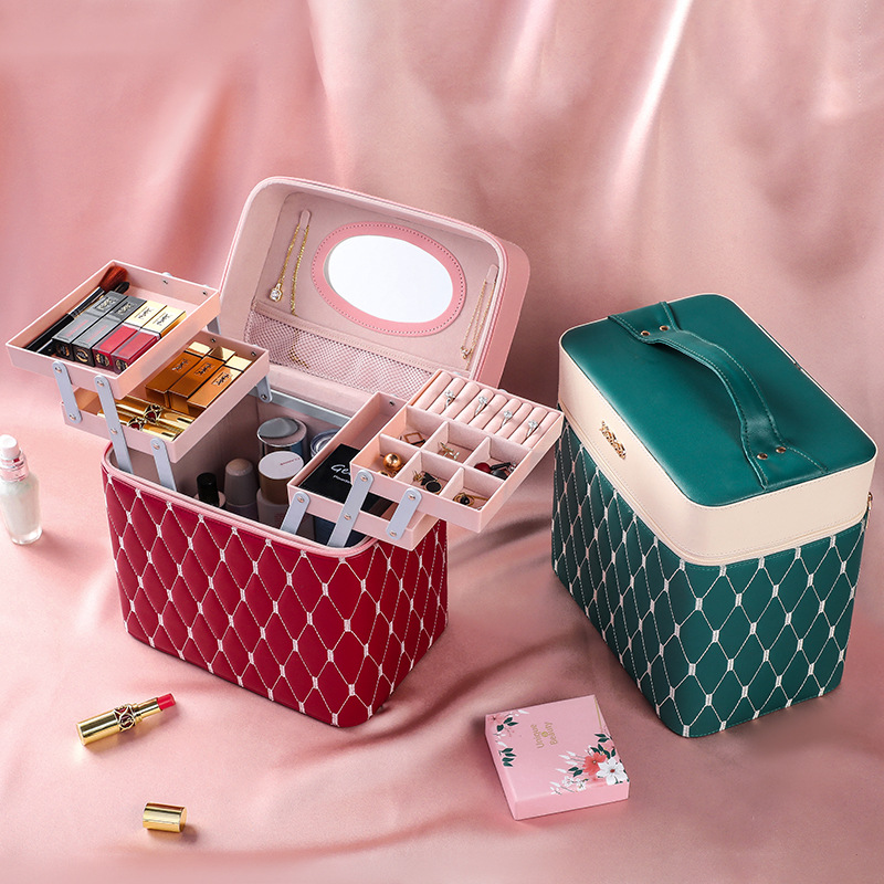 Exclusive for Cross-Border Fashionable Cosmetic Bag Travel Cosmetic Case Portable Jewelry Box Cosmetics Striped Storage Bag
