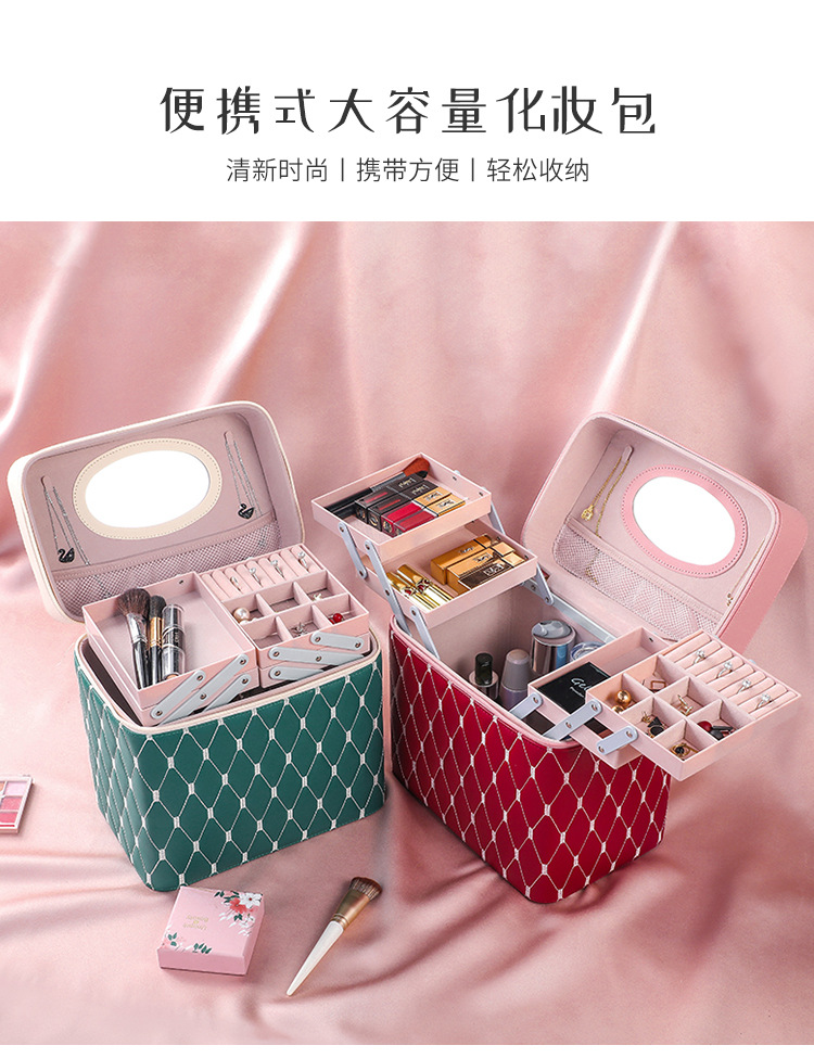 Exclusive for Cross-Border Fashionable Cosmetic Bag Travel Cosmetic Case Portable Jewelry Box Cosmetics Striped Storage Bag Exclusive for Cross-Border Fashionable Cosmetic Bag Travel Cosmetic Case Portable Jewelry Box Cosmetics Striped Storage Bag
