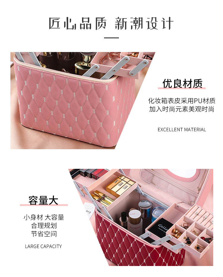 Exclusive for Cross-Border Fashionable Cosmetic Bag Travel Cosmetic Case Portable Jewelry Box Cosmetics Striped Storage Bag Exclusive for Cross-Border Fashionable Cosmetic Bag Travel Cosmetic Case Portable Jewelry Box Cosmetics Striped Storage Bag