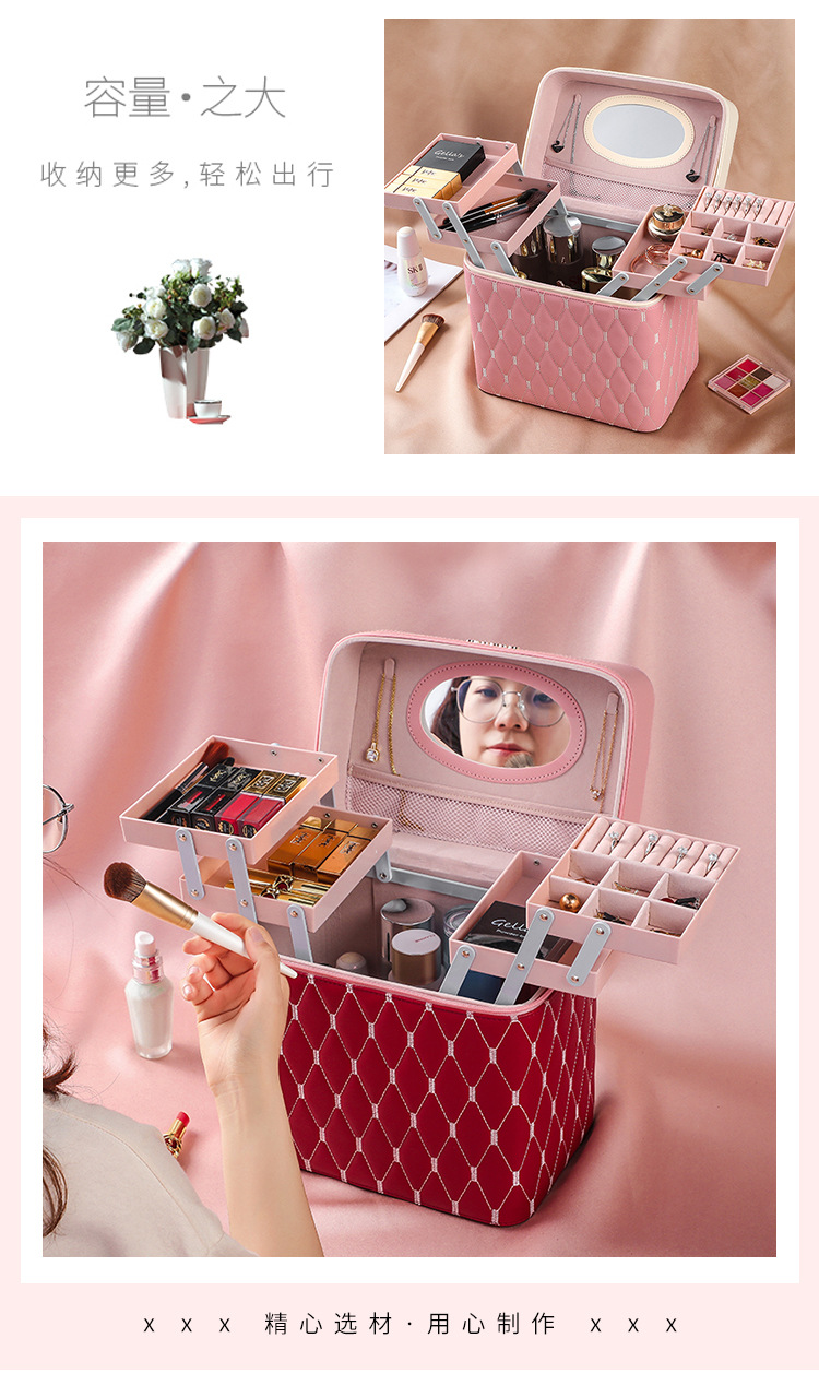 Exclusive for Cross-Border Fashionable Cosmetic Bag Travel Cosmetic Case Portable Jewelry Box Cosmetics Striped Storage Bag Exclusive for Cross-Border Fashionable Cosmetic Bag Travel Cosmetic Case Portable Jewelry Box Cosmetics Striped Storage Bag