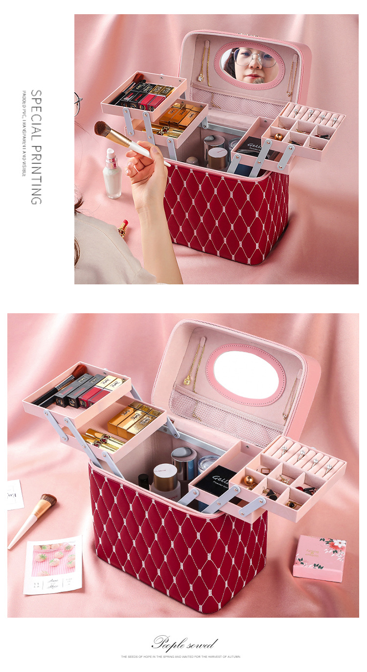 Exclusive for Cross-Border Fashionable Cosmetic Bag Travel Cosmetic Case Portable Jewelry Box Cosmetics Striped Storage Bag Exclusive for Cross-Border Fashionable Cosmetic Bag Travel Cosmetic Case Portable Jewelry Box Cosmetics Striped Storage Bag