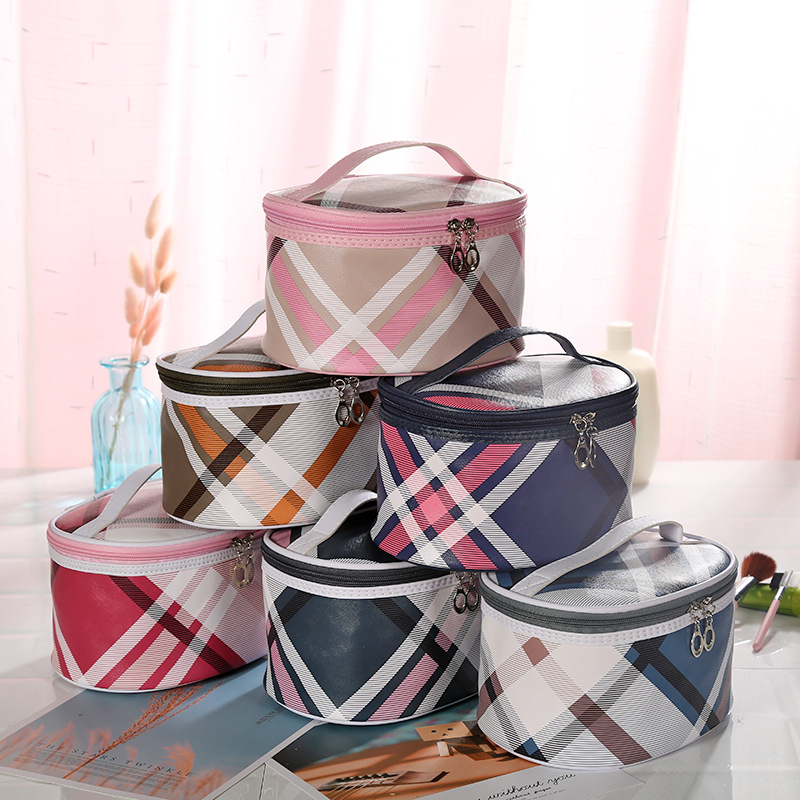 Large Capacity Plaid Simple Cosmetic Bag Amazon Waterproof Toiletries Bag Customizable Portable Travel Printing Storage Bag