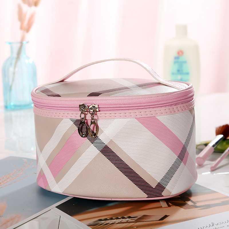 Large Capacity Plaid Simple Cosmetic Bag Amazon Waterproof Toiletries Bag Customizable Portable Travel Printing Storage Bag