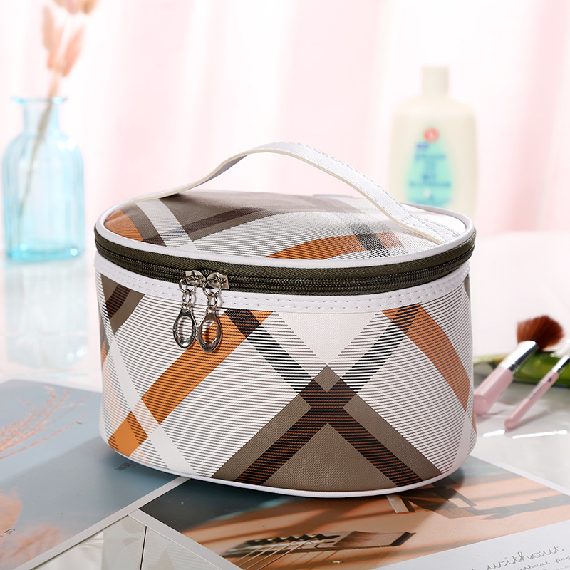 Large Capacity Plaid Simple Cosmetic Bag Amazon Waterproof Toiletries Bag Customizable Portable Travel Printing Storage Bag