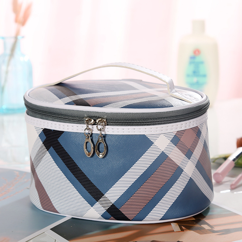 Large Capacity Plaid Simple Cosmetic Bag Amazon Waterproof Toiletries Bag Customizable Portable Travel Printing Storage Bag