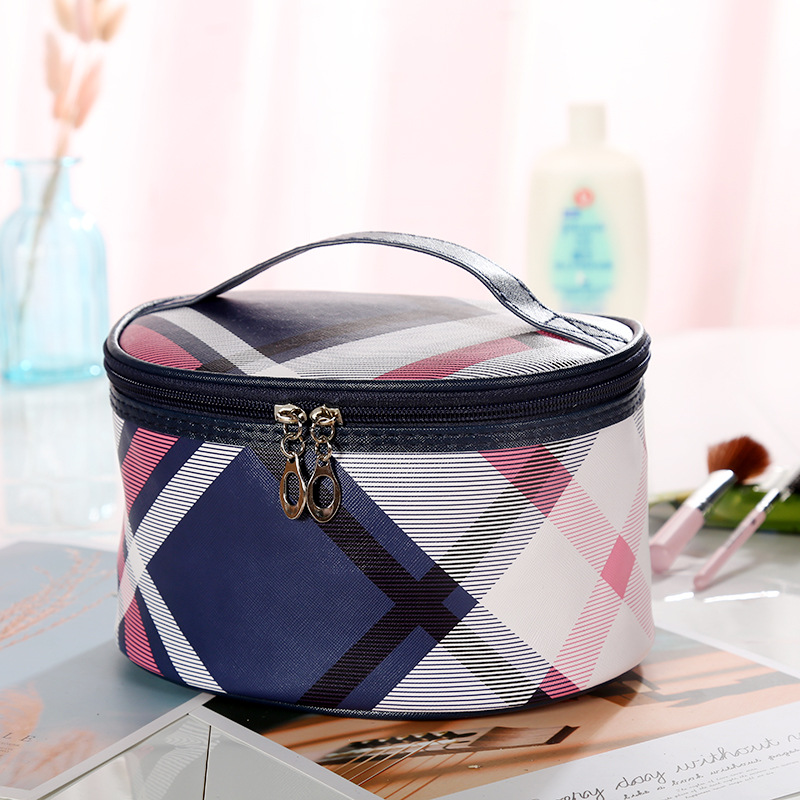 Large Capacity Plaid Simple Cosmetic Bag Amazon Waterproof Toiletries Bag Customizable Portable Travel Printing Storage Bag