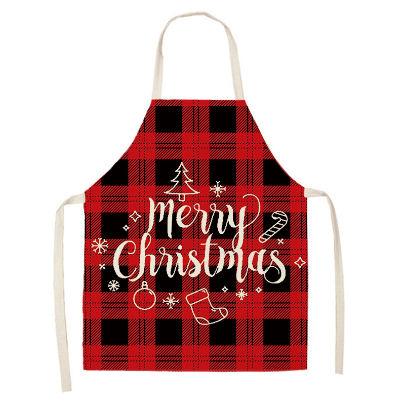 Cross-Border Hot Selling Creative Linen Apron Christmas Style Apron Household Stain-Resistant Sleeveless Apron Smock Graphic Customization H