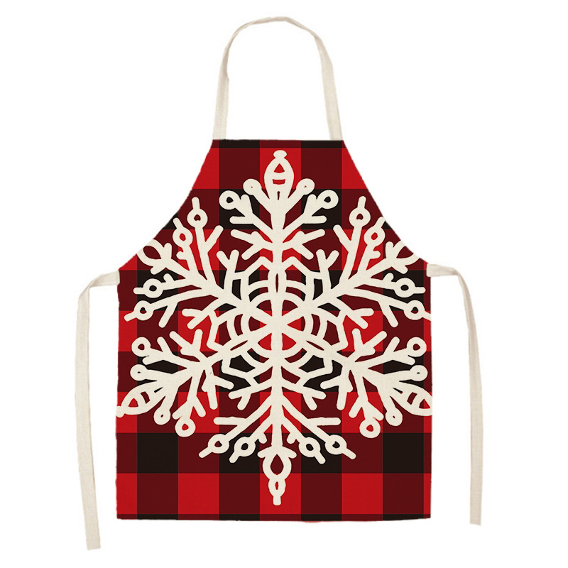 Cross-Border Hot Selling Creative Linen Apron Christmas Style Apron Household Stain-Resistant Sleeveless Apron Smock Graphic Customization H