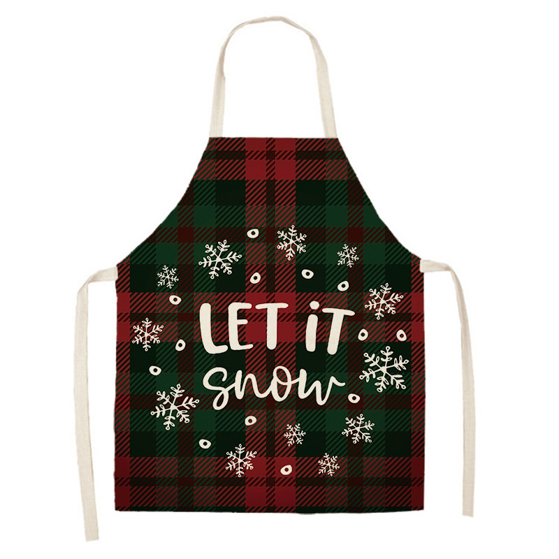 Cross-Border Hot Selling Creative Linen Apron Christmas Style Apron Household Stain-Resistant Sleeveless Apron Smock Graphic Customization H