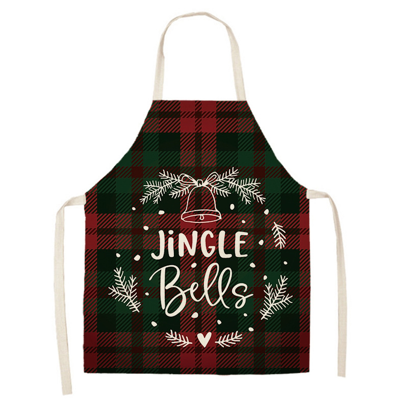Cross-Border Hot Selling Creative Linen Apron Christmas Style Apron Household Stain-Resistant Sleeveless Apron Smock Graphic Customization H