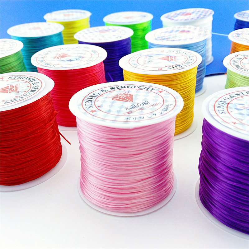 Large Circle Flat Filament Crystal Cable Women&#039;s Beads Elastic String DIY Handmade Red Bracelet Hair Extension Wear-Resistant Beaded Wire