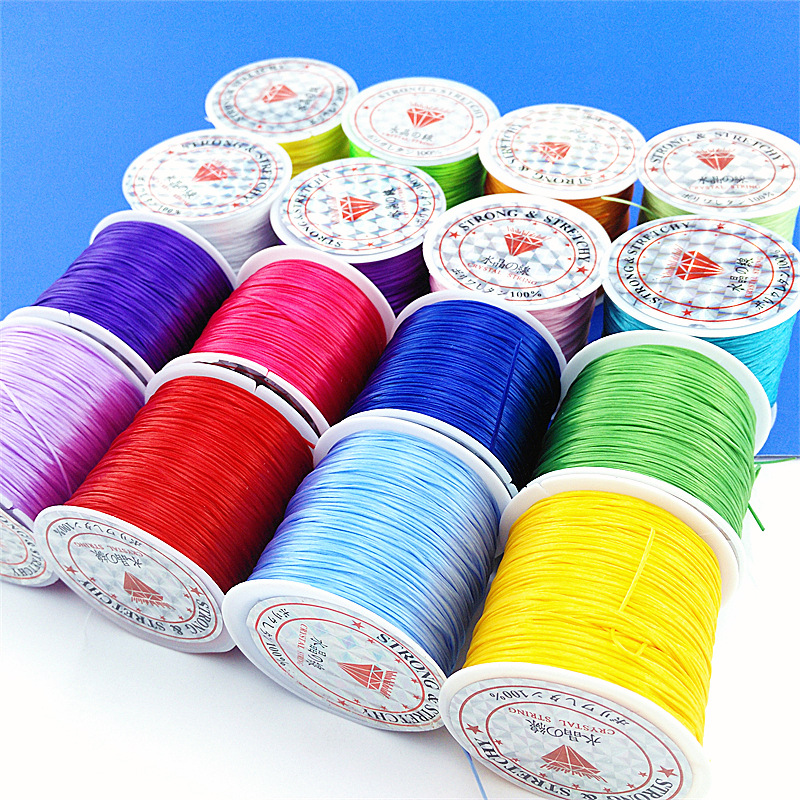 Large Circle Flat Filament Crystal Cable Women&#039;s Beads Elastic String DIY Handmade Red Bracelet Hair Extension Wear-Resistant Beaded Wire