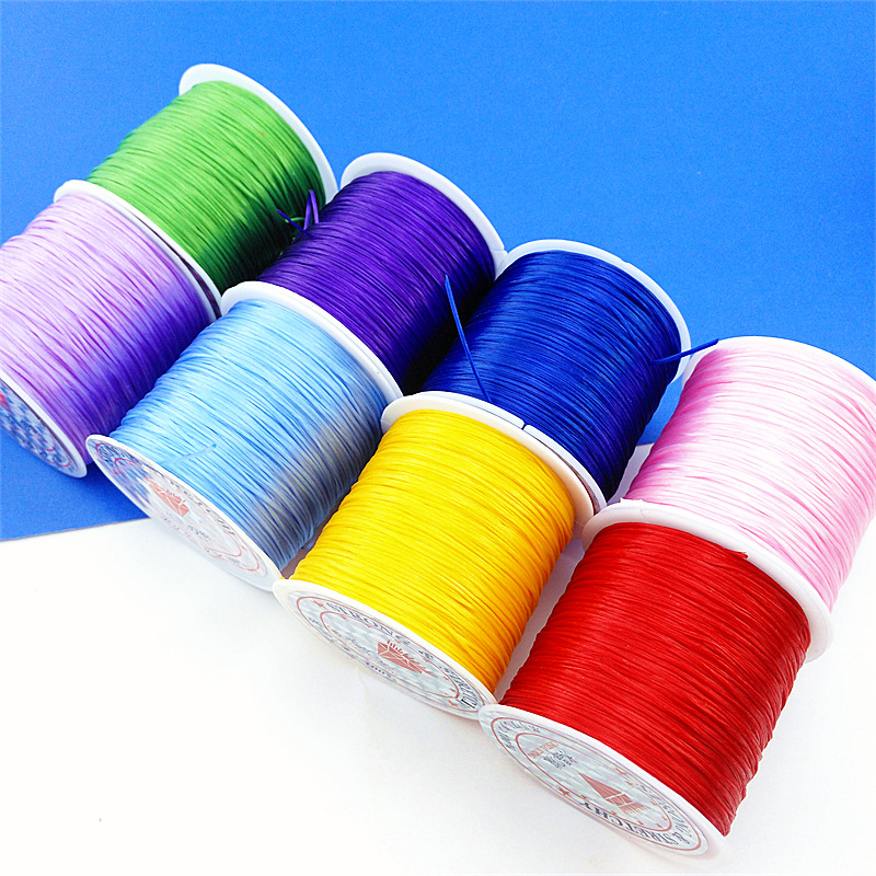 Large Circle Flat Filament Crystal Cable Women&#039;s Beads Elastic String DIY Handmade Red Bracelet Hair Extension Wear-Resistant Beaded Wire
