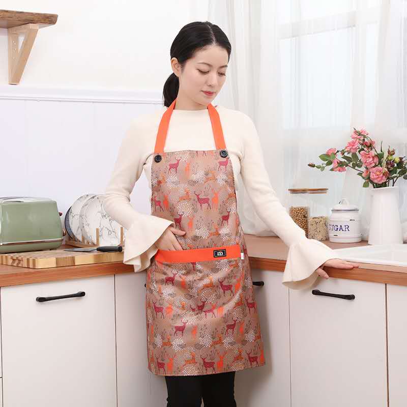 Life blue kitchen cooking waterproof and anti - fouling apron large pocket durable bakery cafe adult men and women