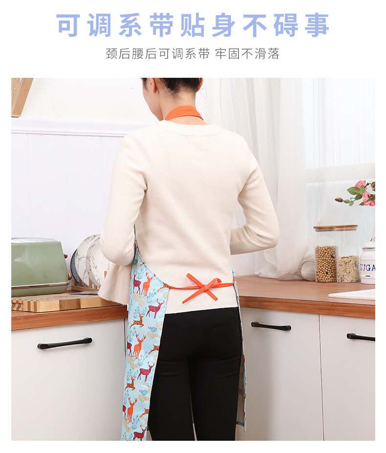 Life blue kitchen cooking waterproof and anti - fouling apron large pocket durable bakery cafe adult men and women