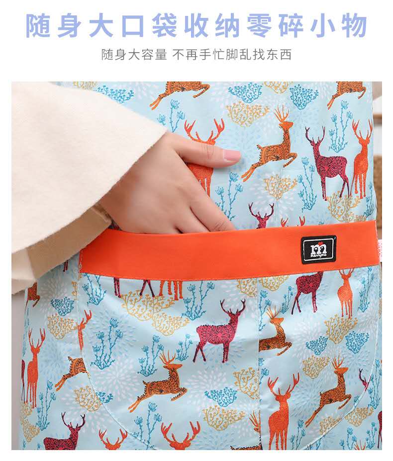Life blue kitchen cooking waterproof and anti - fouling apron large pocket durable bakery cafe adult men and women