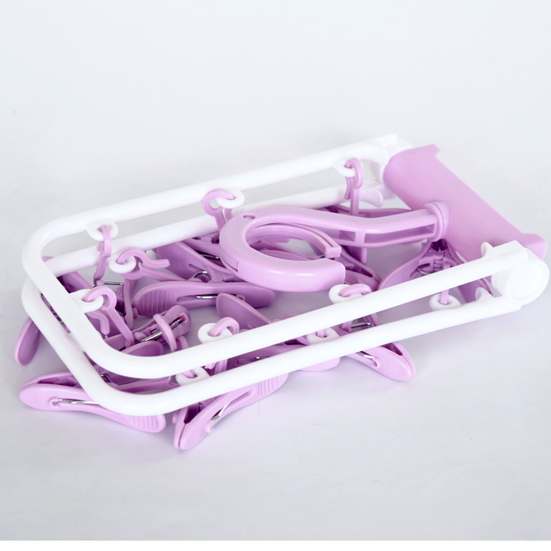 Creative Windproof Plastic Clip 12 Clip Foldable Hanger Underwear Socks&#039; Clip Clothes Hanger Non-Slip Clothes Clip