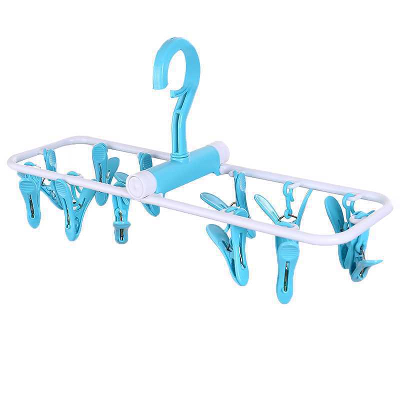 Creative Windproof Plastic Clip 12 Clip Foldable Hanger Underwear Socks&#039; Clip Clothes Hanger Non-Slip Clothes Clip