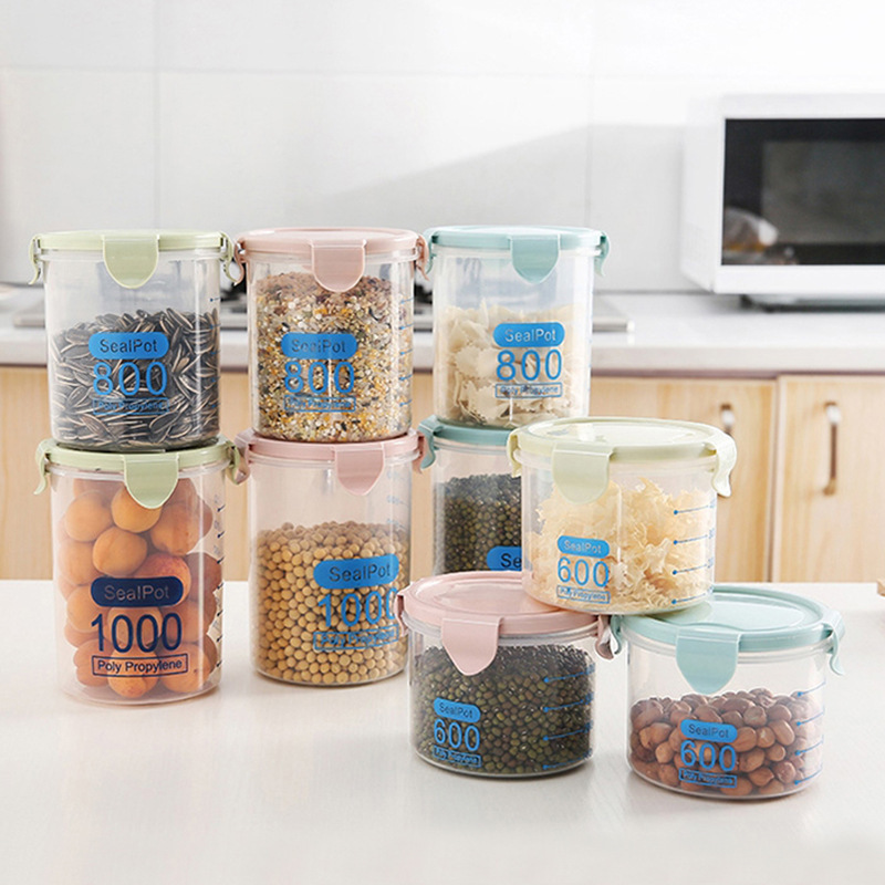 Creative transparent plastic clip seal canister nuts dry goods storage canister Food storage canister grain canister