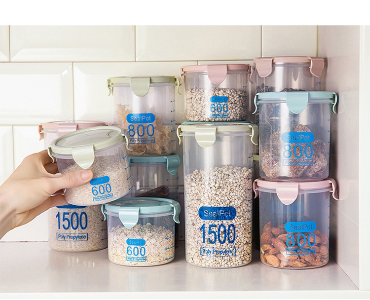 Creative transparent plastic clip seal canister nuts dry goods storage canister Food storage canister grain canister Creative transparent plastic clip seal canister nuts dry goods storage canister Food storage canister grain canister