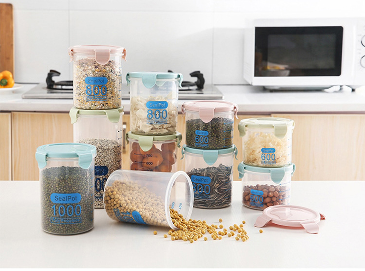 Creative transparent plastic clip seal canister nuts dry goods storage canister Food storage canister grain canister Creative transparent plastic clip seal canister nuts dry goods storage canister Food storage canister grain canister