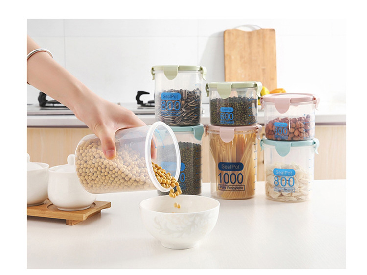 Creative transparent plastic clip seal canister nuts dry goods storage canister Food storage canister grain canister Creative transparent plastic clip seal canister nuts dry goods storage canister Food storage canister grain canister