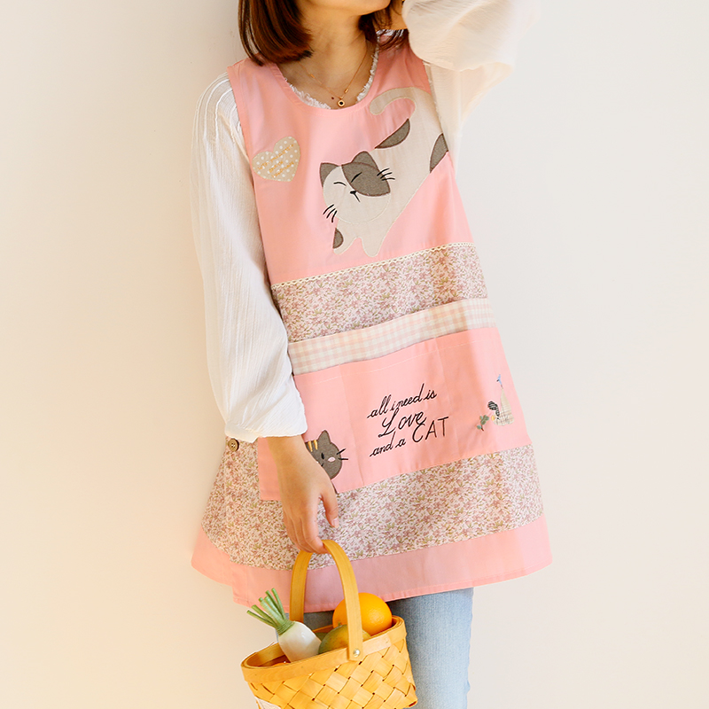 Korean Cartoon Fashion Oil-Proof Bib Overclothes Baking Floral Coffee Shop Painting Work Clothes Sleeveless Apron