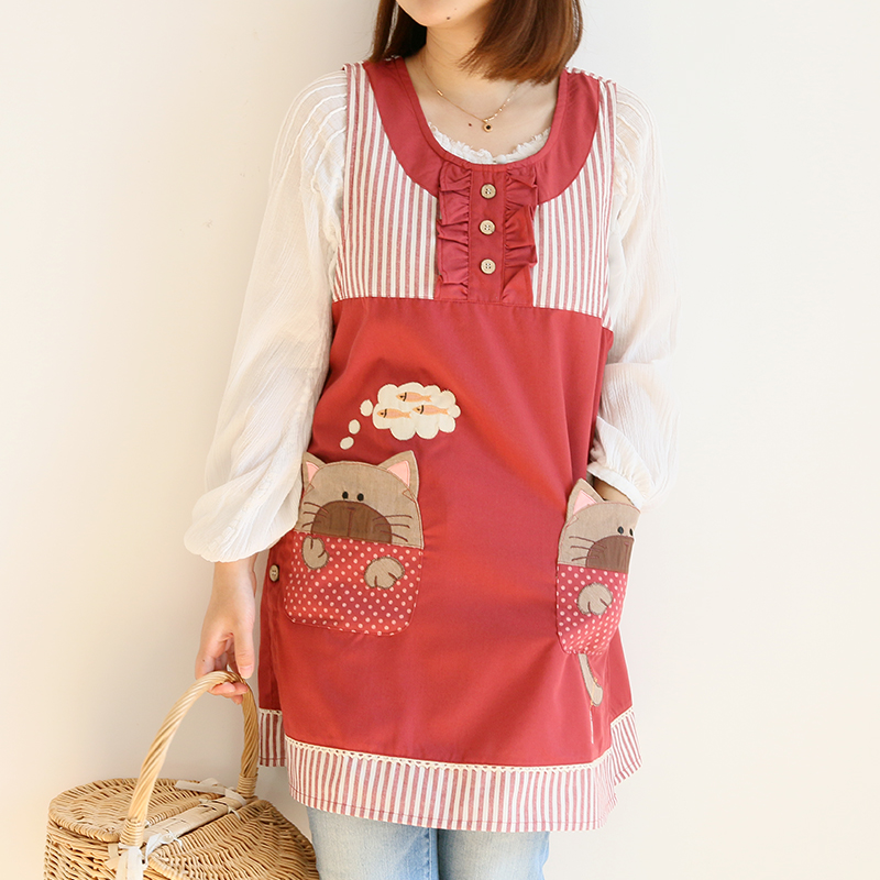 Korean Cartoon Fashion Oil-Proof Bib Overclothes Baking Floral Coffee Shop Painting Work Clothes Sleeveless Apron