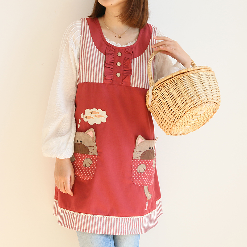 Korean Cartoon Fashion Oil-Proof Bib Overclothes Baking Floral Coffee Shop Painting Work Clothes Sleeveless Apron
