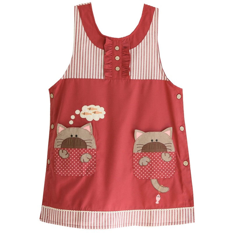 Korean Cartoon Fashion Oil-Proof Bib Overclothes Baking Floral Coffee Shop Painting Work Clothes Sleeveless Apron