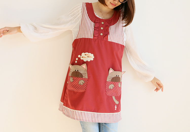 Korean Cartoon Fashion Oil-Proof Bib Overclothes Baking Floral Coffee Shop Painting Work Clothes Sleeveless Apron