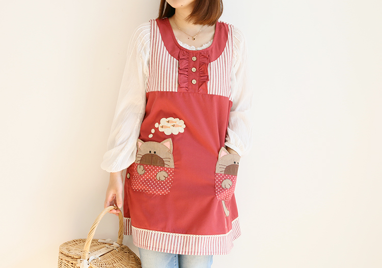 Korean Cartoon Fashion Oil-Proof Bib Overclothes Baking Floral Coffee Shop Painting Work Clothes Sleeveless Apron