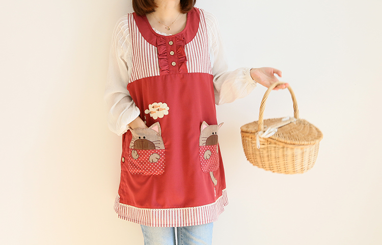 Korean Cartoon Fashion Oil-Proof Bib Overclothes Baking Floral Coffee Shop Painting Work Clothes Sleeveless Apron