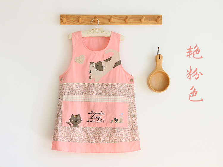 Korean Cartoon Fashion Oil-Proof Bib Overclothes Baking Floral Coffee Shop Painting Work Clothes Sleeveless Apron