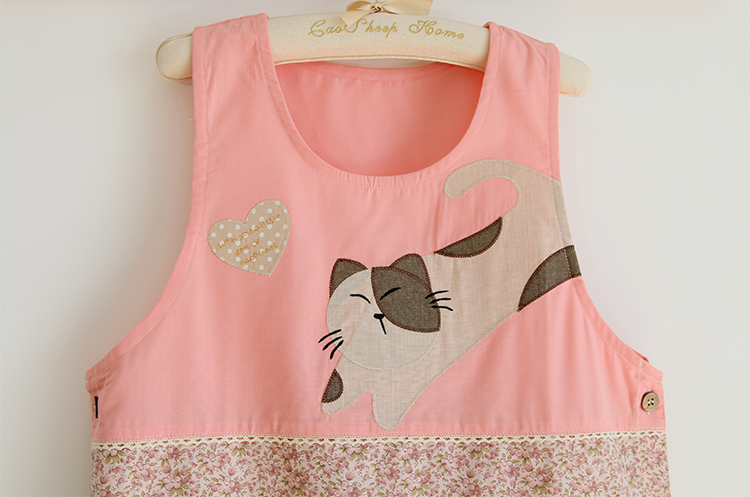 Korean Cartoon Fashion Oil-Proof Bib Overclothes Baking Floral Coffee Shop Painting Work Clothes Sleeveless Apron