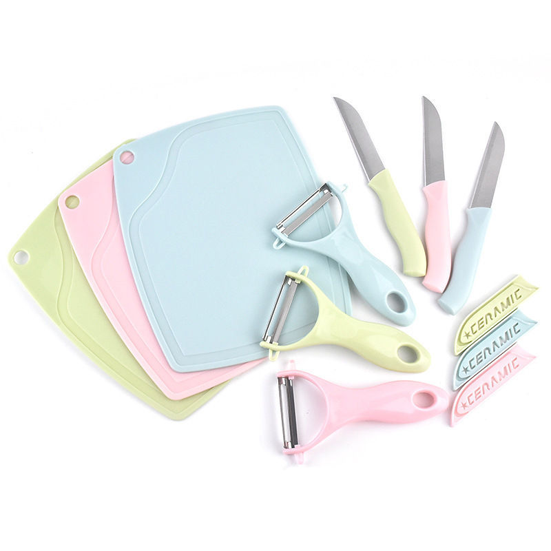 Stainless Steel Kitchen Knives 3Piece Set Fruit Knife Set Candy Color Cutting Board Fruit Knife Paring Knife Stall