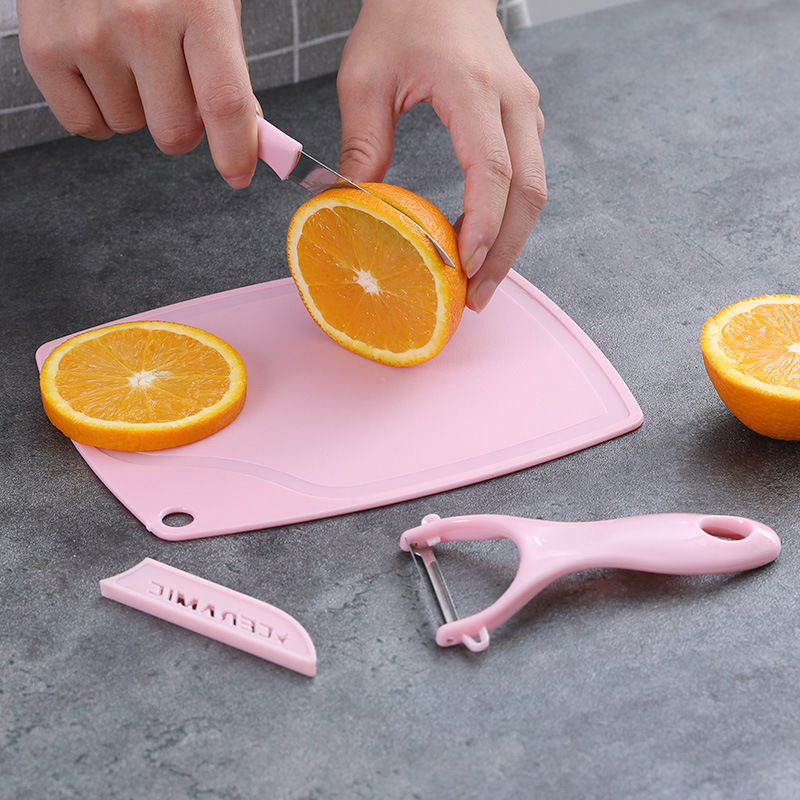Stainless Steel Kitchen Knives 3Piece Set Fruit Knife Set Candy Color Cutting Board Fruit Knife Paring Knife Stall
