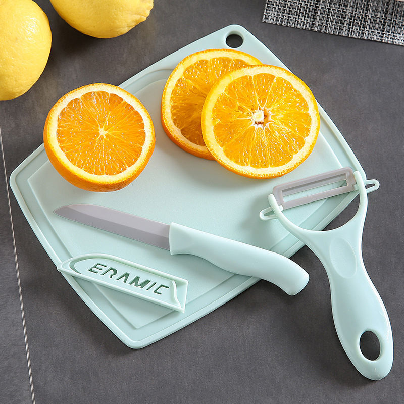 Stainless Steel Kitchen Knives 3Piece Set Fruit Knife Set Candy Color Cutting Board Fruit Knife Paring Knife Stall