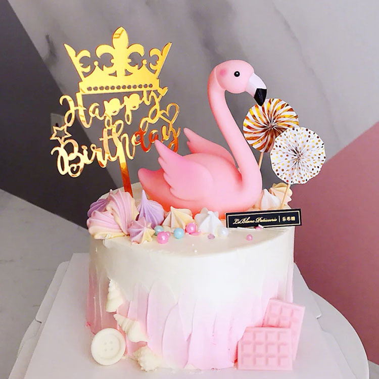 Flamingo Cake Decoration Valentine&#039;s Day Couple Children Princess Birthday Party Swan Decoration Pink Bird Plug-in
