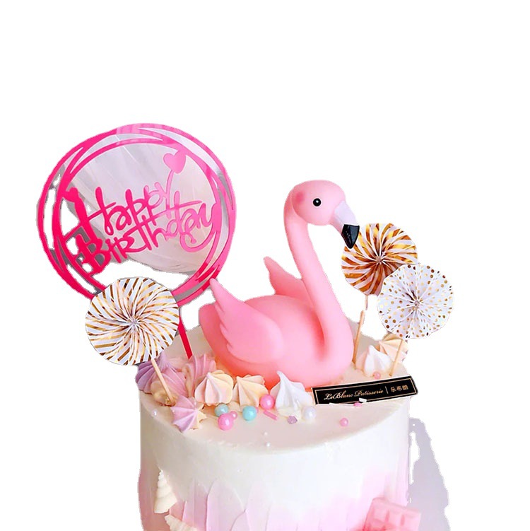 Flamingo Cake Decoration Valentine&#039;s Day Couple Children Princess Birthday Party Swan Decoration Pink Bird Plug-in