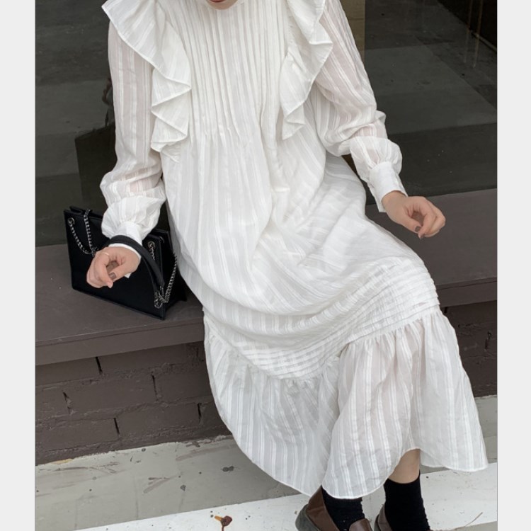 Qingqing Zhang Swan Princess Heavy Industry Retro Stringy Selvedge Dress 2021 Early Spring New Women's Clothing New Year Ancient Military Uniform