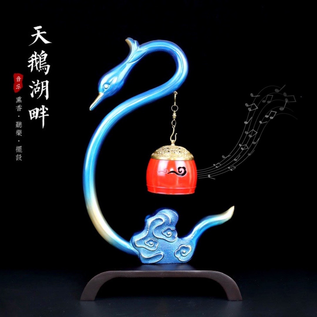 Yun ting craft swan lakeside bluetooth classical music machine incense burner hanging furnishing zen household indoor sandalwood