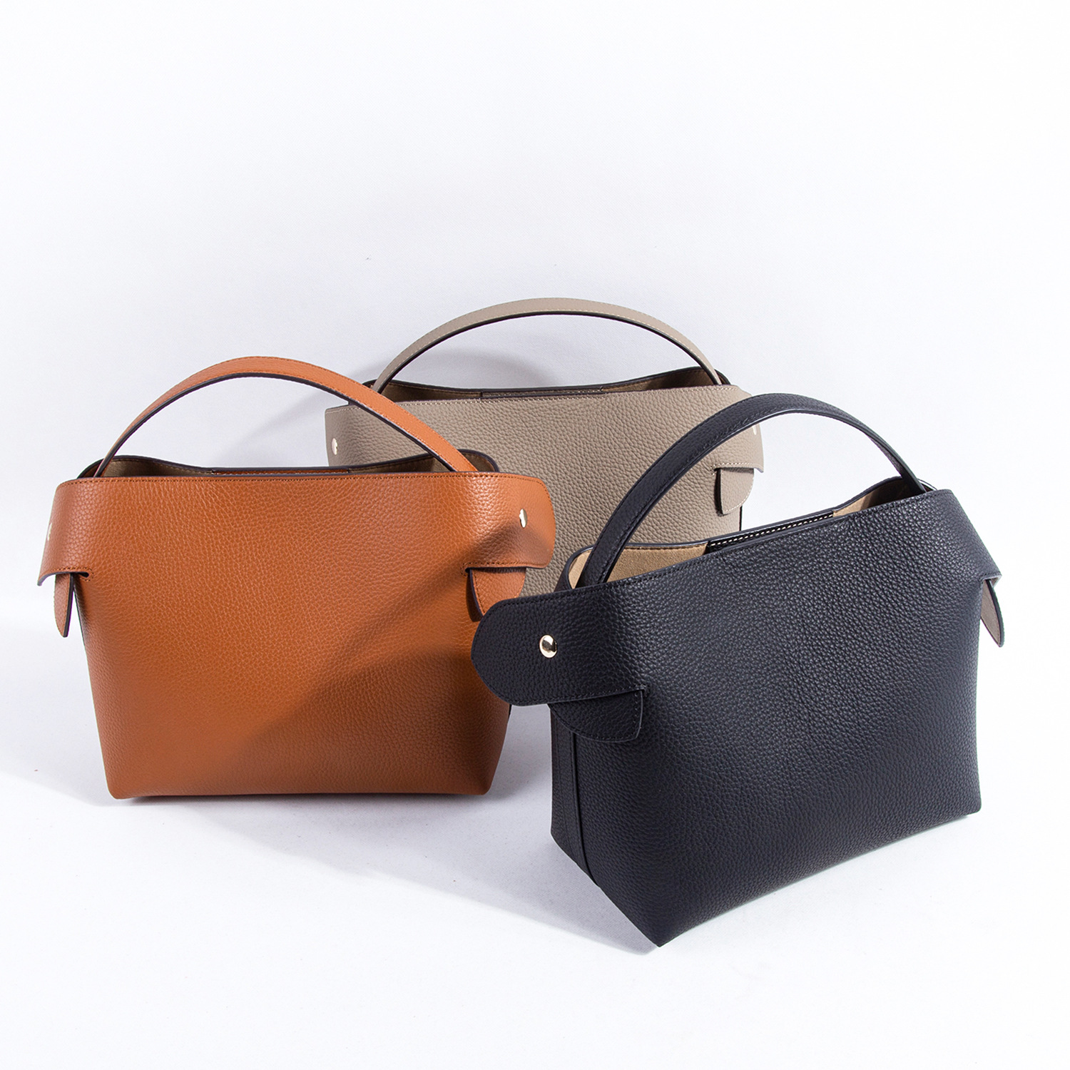 2022 Export to France Foreign Trade Niche Swan Baotou Layer Litchi Pattern Cowhide Tote Half-Handmade Commuter Women&#039;s Bag