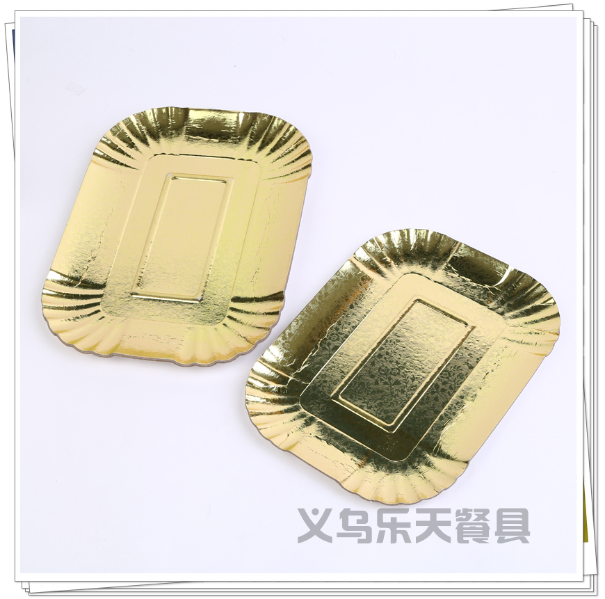 Disposable Golden Paper Plate Yellow Aluminum Foil Paper Tray Turkey Leg Lamb Chop Beef Head Paper Plate Banquet Supplies