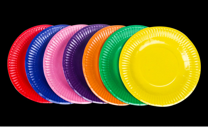 Disposable 6 - inch children's art diy paper plate painting white color printing coated paper plate sticker painting.