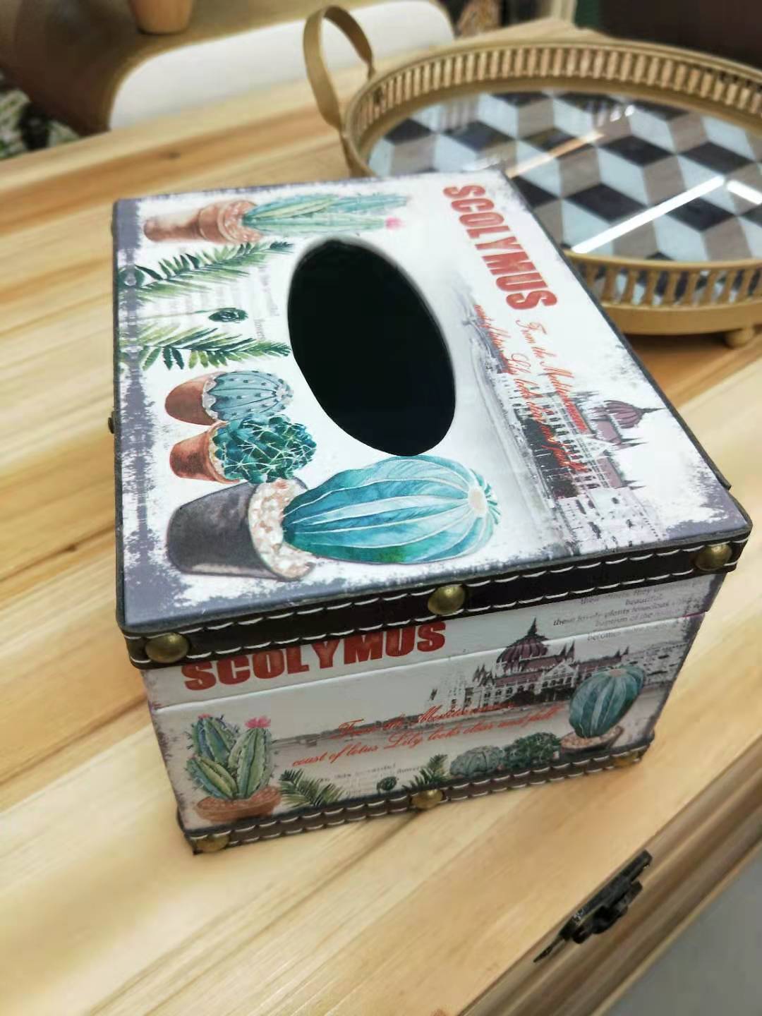 New European and American Pu Density Plate Tissue Box Paper Extraction Box Leather Printed Cactus Tissue Box Wooden Tissue Box Paper Extraction Box New European and American Pu Density Plate Tissue Box Paper Extraction Box Leather Printed Cactus Tissue Box Wooden Tissue Box Paper Extraction Box