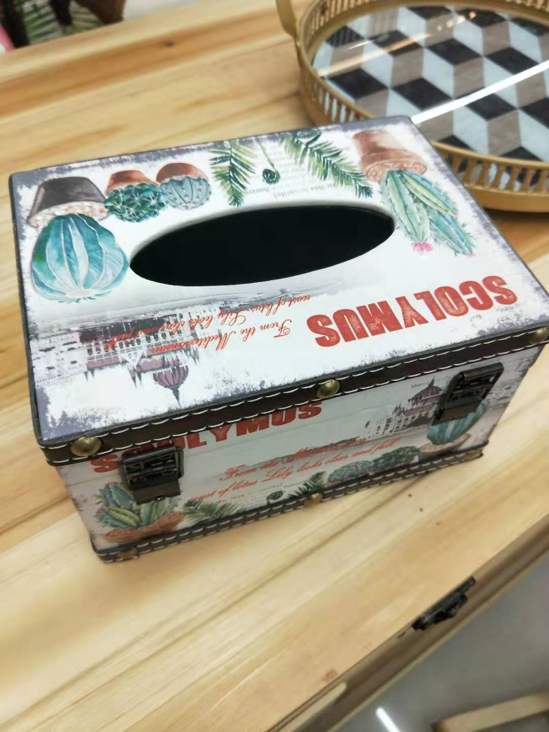 New European and American Pu Density Plate Tissue Box Paper Extraction Box Leather Printed Cactus Tissue Box Wooden Tissue Box Paper Extraction Box New European and American Pu Density Plate Tissue Box Paper Extraction Box Leather Printed Cactus Tissue Box Wooden Tissue Box Paper Extraction Box