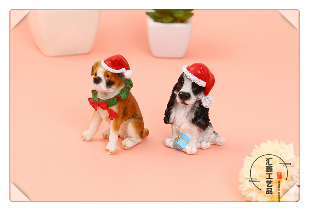 Head Wear Red Christmas Hat Modeling Artificial Dog Model Home Decoration Crafts Living Room Showcase Ornaments