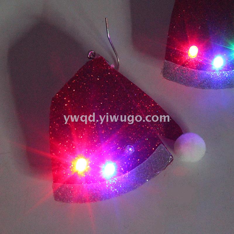 ZD Factory Direct Sales Christmas Hat Earrings LED Light-Emitting Earrings Foreign Trade Popular Style Christmas Decoration