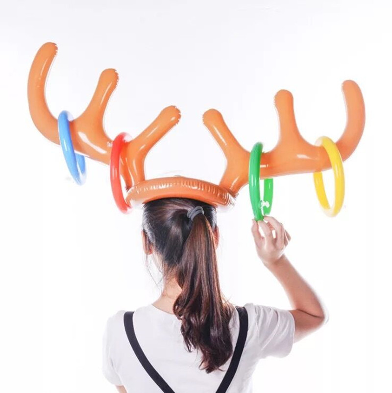 [Hot Sale Christmas Party Throwing Ring Inflatable Antler Deer Head Ring Game Inflatable Christmas Hat
